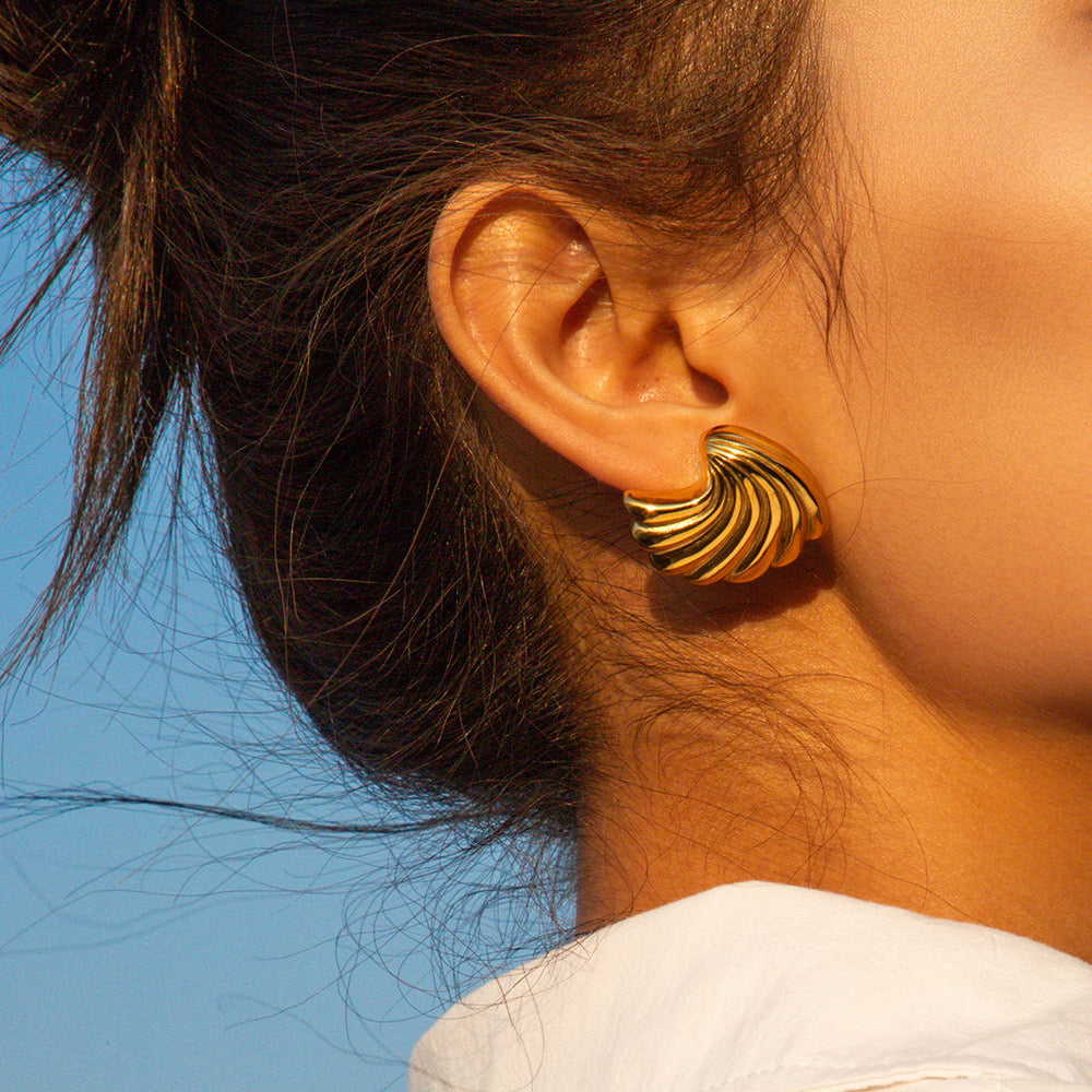 18K Gold Ocean Breeze Statement Stud Earrings