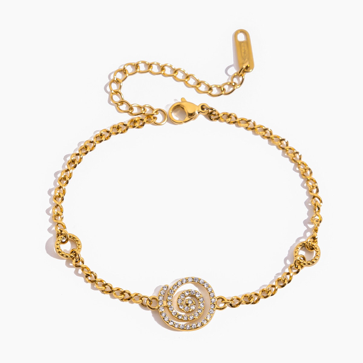 18K Gold Shimmering Dainty Flower Bow Bracelet Stack