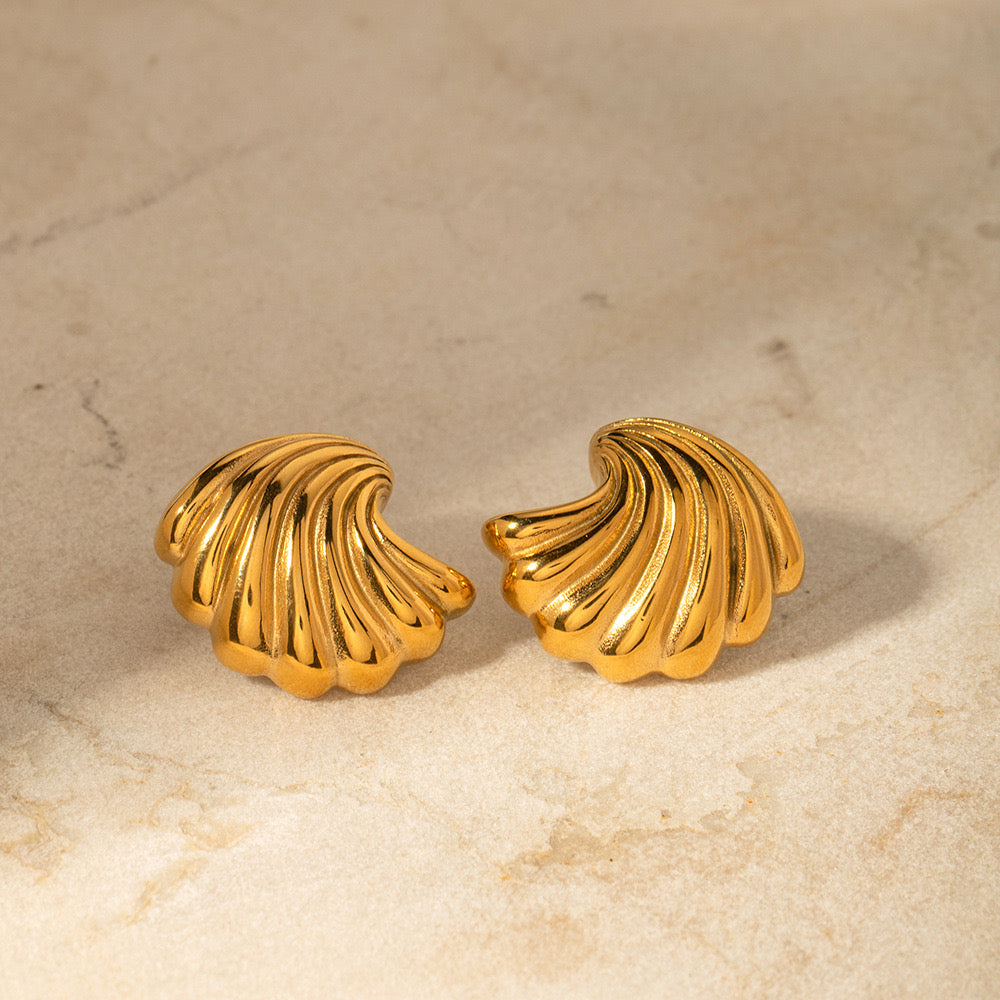 18K Gold Ocean Breeze Statement Stud Earrings