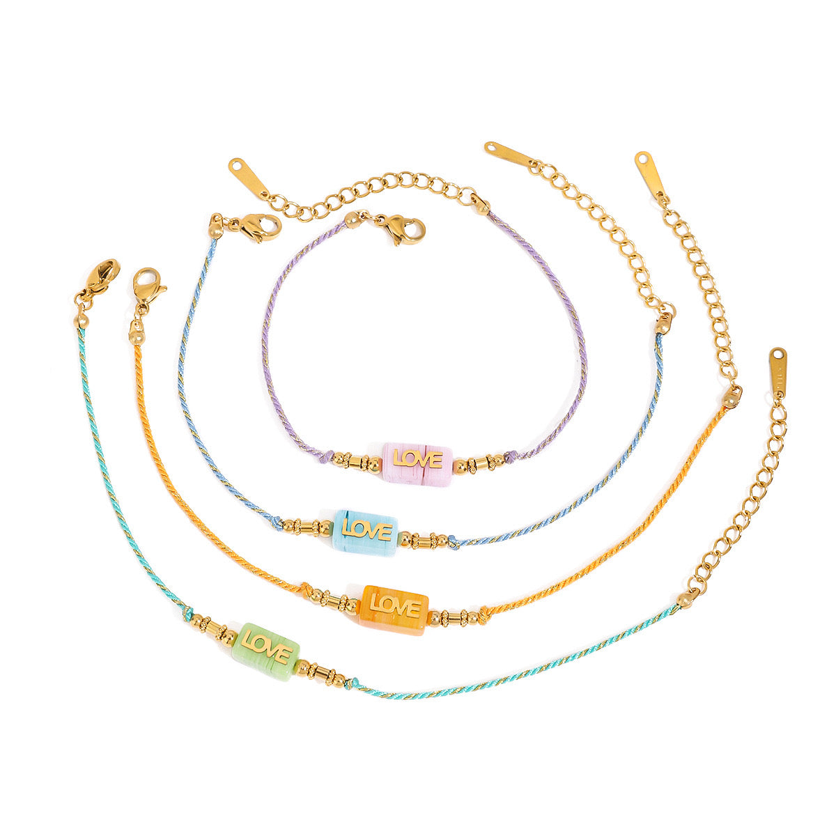 18K Gold Pastel Color Love Summer String Bracelet