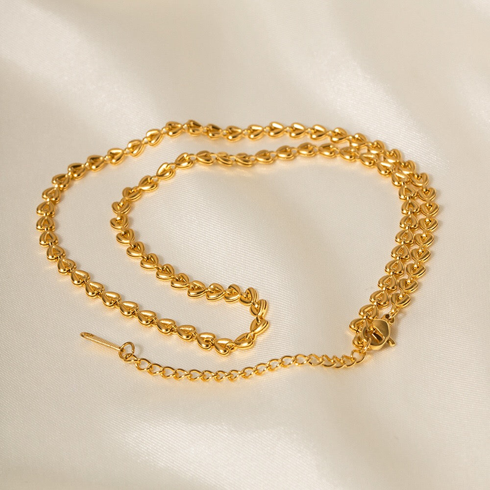 18K Gold Heart Chain Bracelet