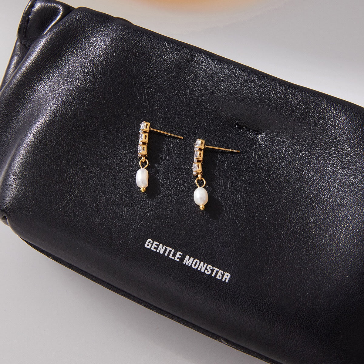 18K Gold Eternal Grace Tennis Pearl Stud Dangle Earrings