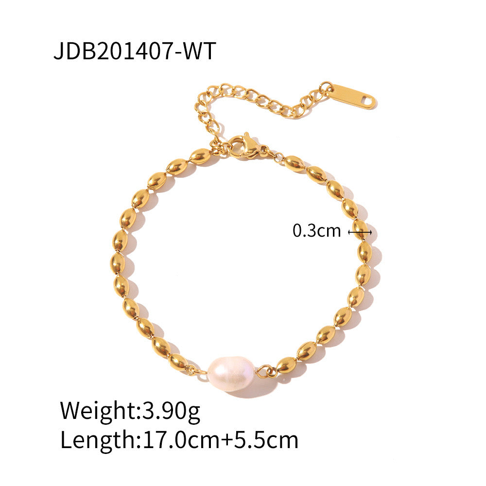 18K Gold Pearl Beaded Bracelet