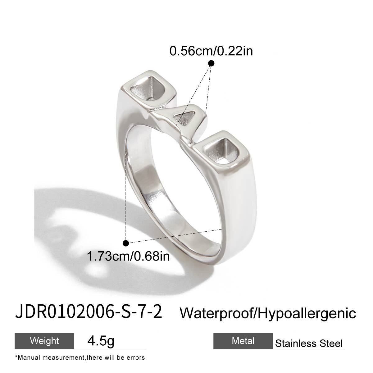 18K Gold MOM DAD BRO Letter Stacking Ring