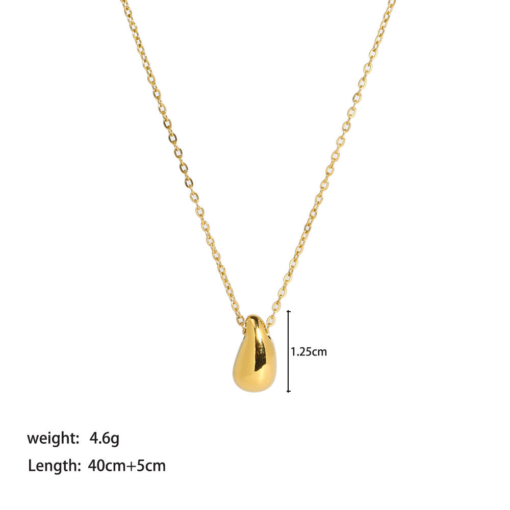 18K Gold Minimalist Teardrop Pendant Dainty Necklace