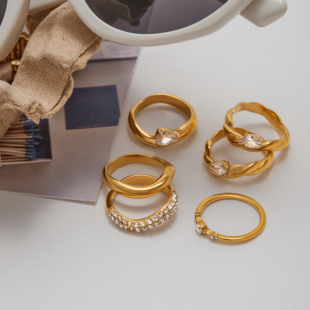 18K Gold Minimalist Luxury Slim Stacking Rings