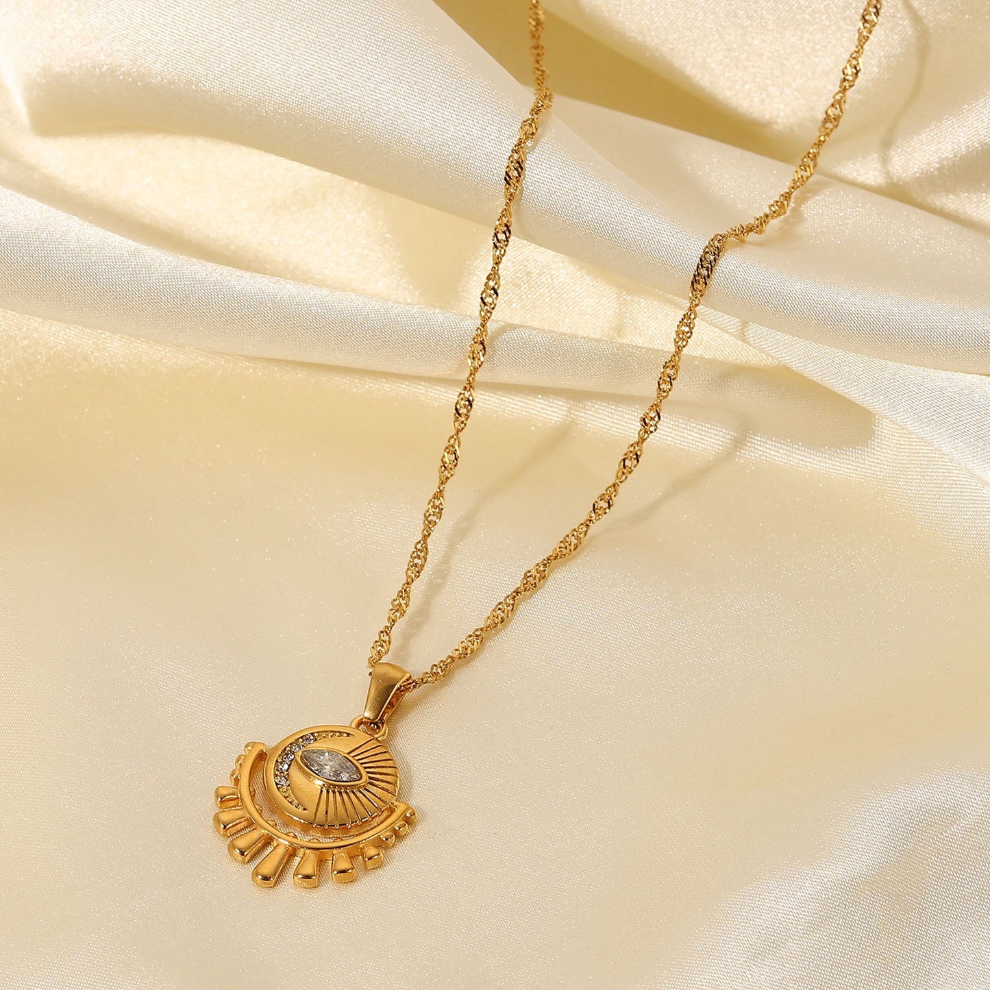 18K Gold Evil Eye Protection Pendant Necklace