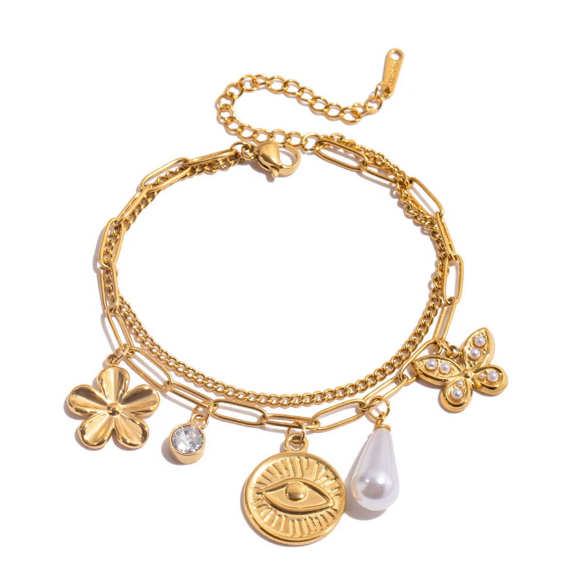 18K Gold Summer Fling Turquoise Chunky Charm Bracelet