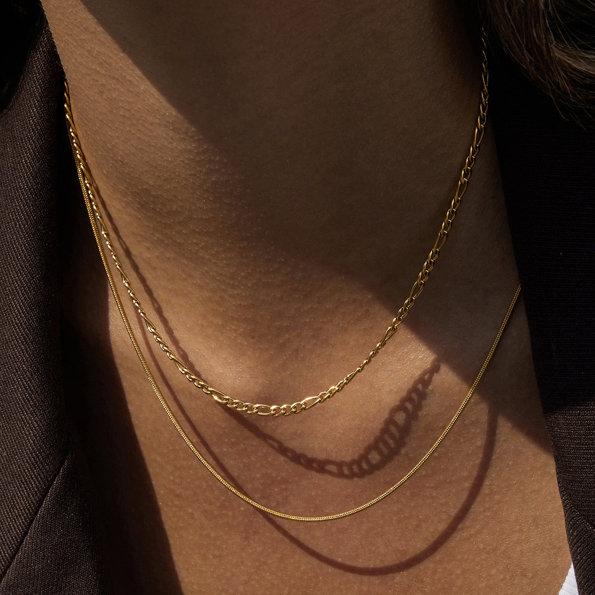 18K Gold Perfect Match Pendant Rope Chain Necklace Set
