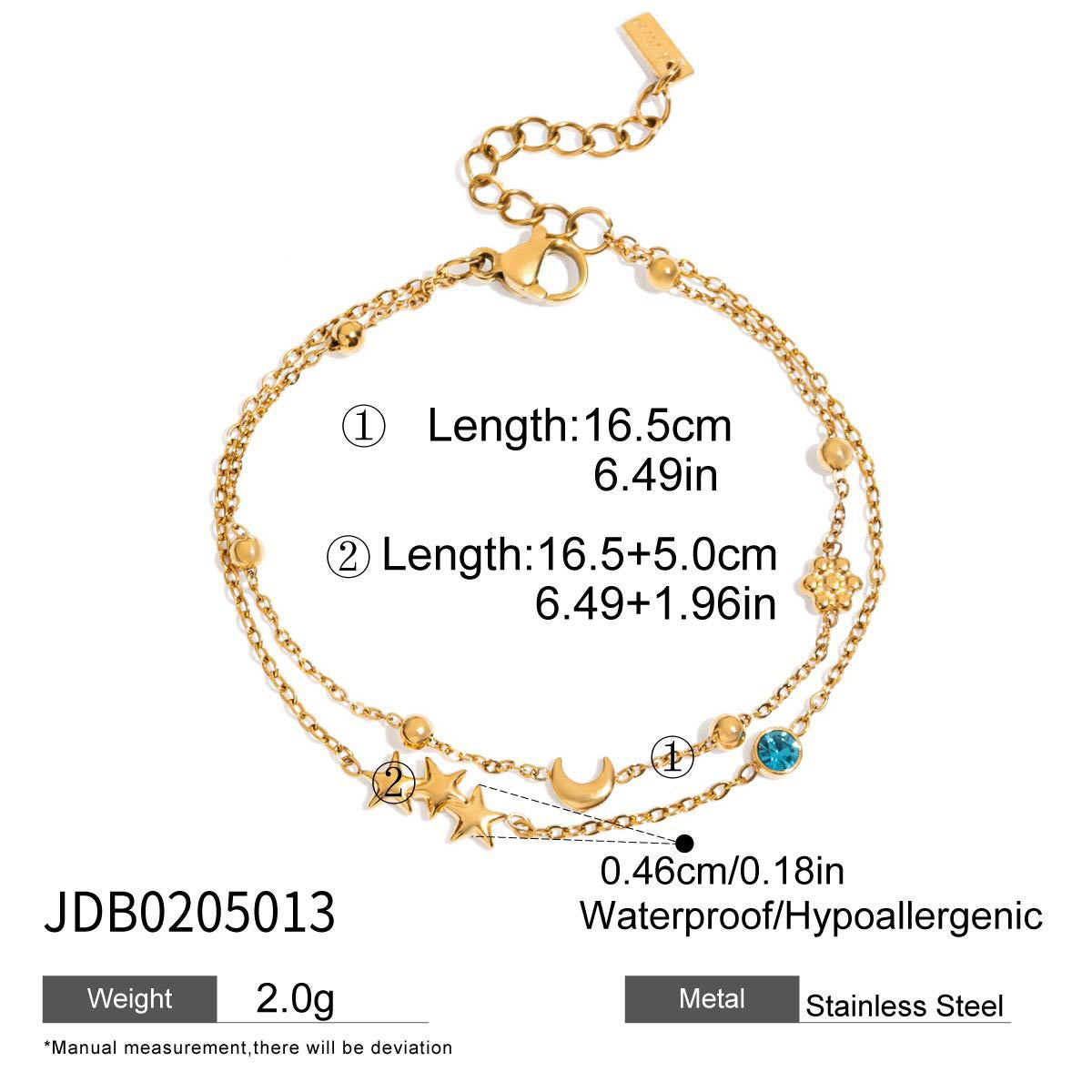 18K Gold Blue Winter Wonderland Moon and Stars Tennis Bracelet Stack