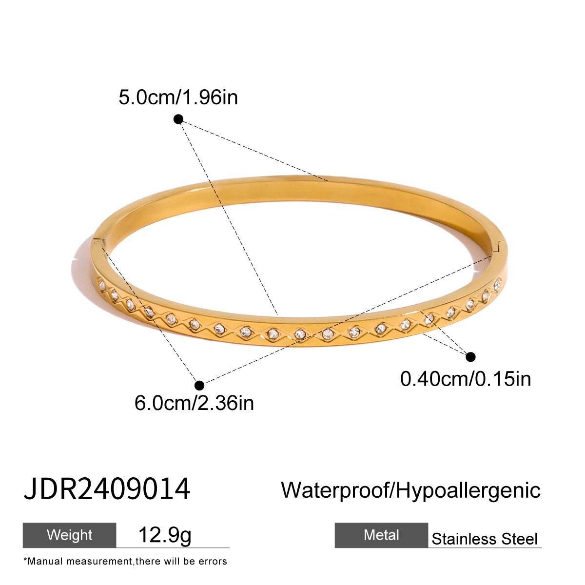 18K Gold Crystal Bangle Bracelet