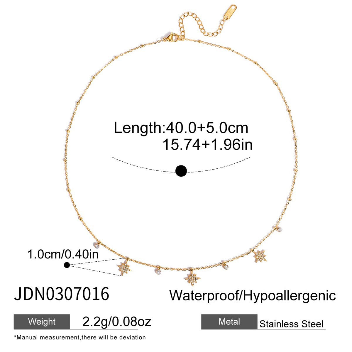 18K Gold Tempting Shimmer Heart Star Dainty Chain Necklace