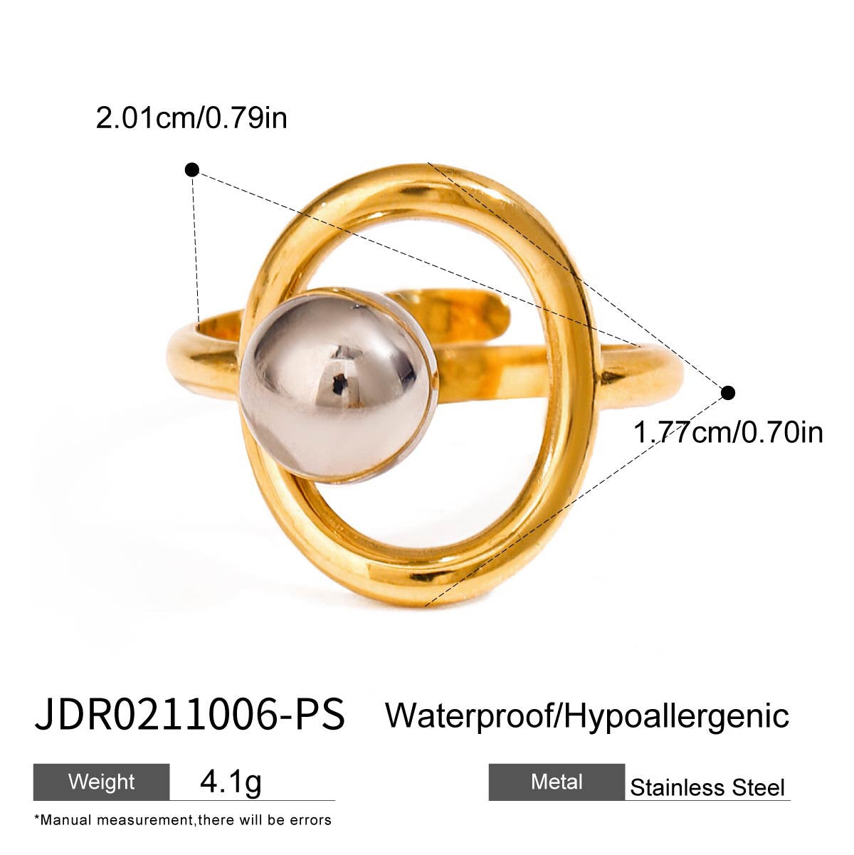 18K Gold and Silver Two Tone Comfort Zone Statement Ring