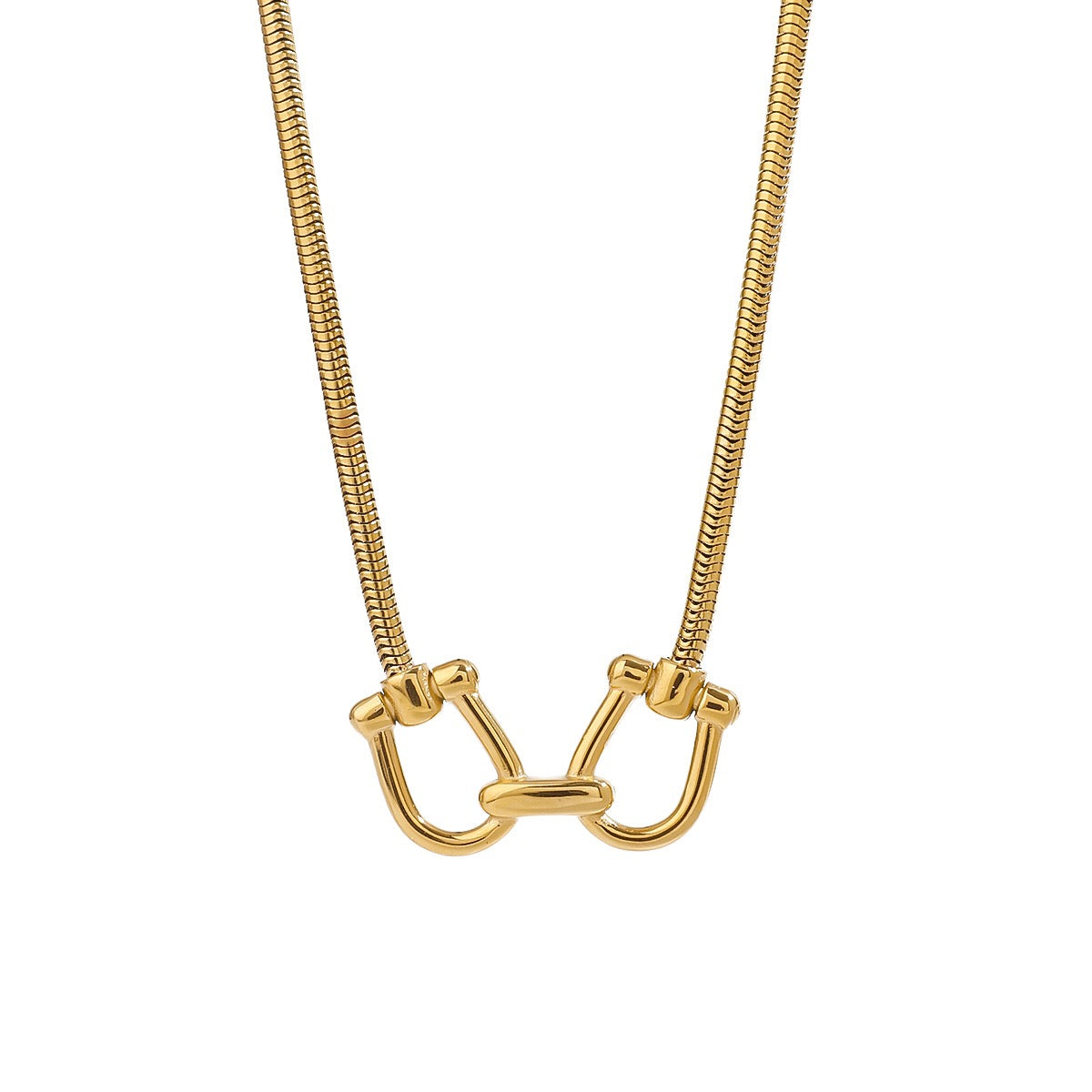 18K Gold Cuffed Pendant Statement Necklace