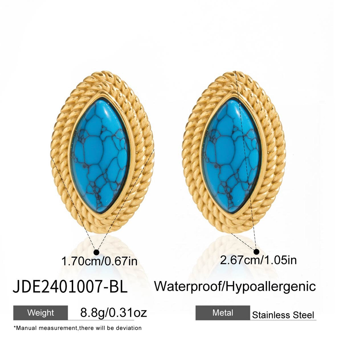 18K Gold Retro Pop Color Statement Stud Earrings