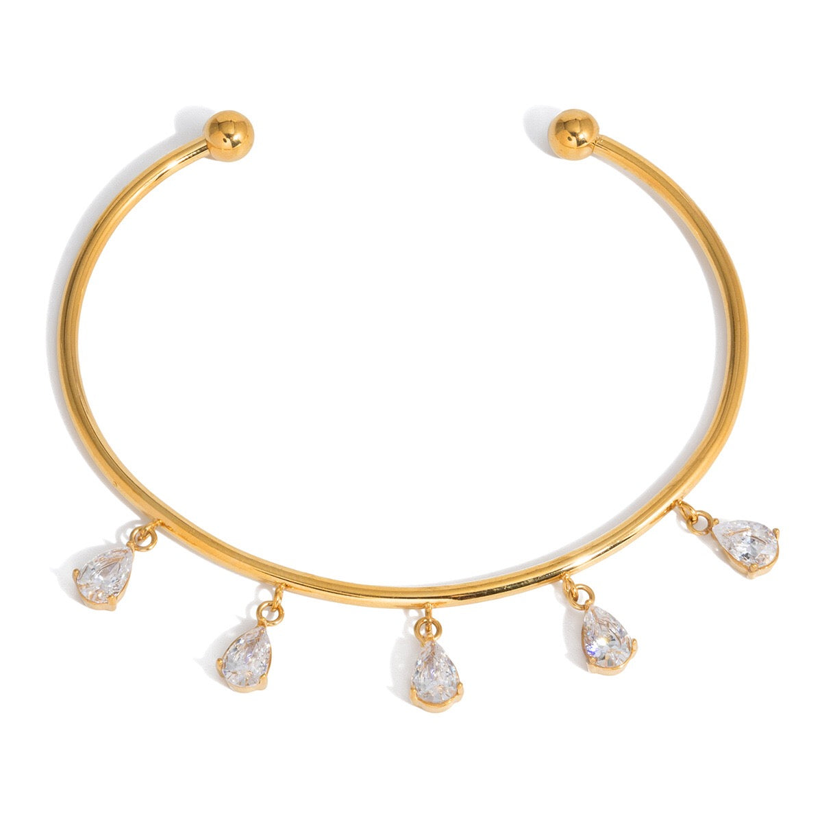 18K Gold Golden Tease Bangle Cuff Bracelet