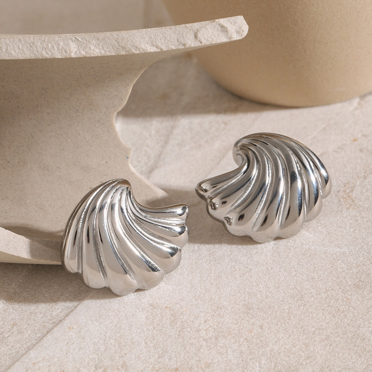 18K Gold Ocean Breeze Statement Stud Earrings