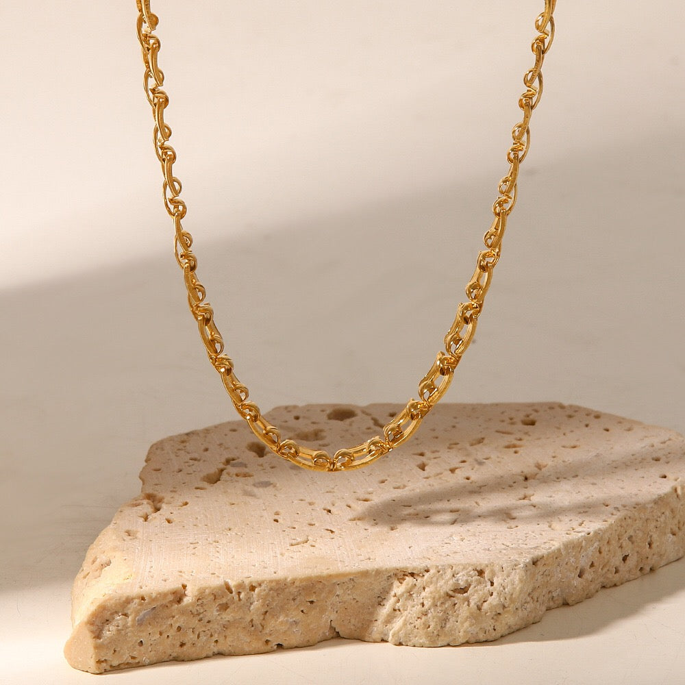 18K Gold Slim Watch Band Choker Chain Necklace