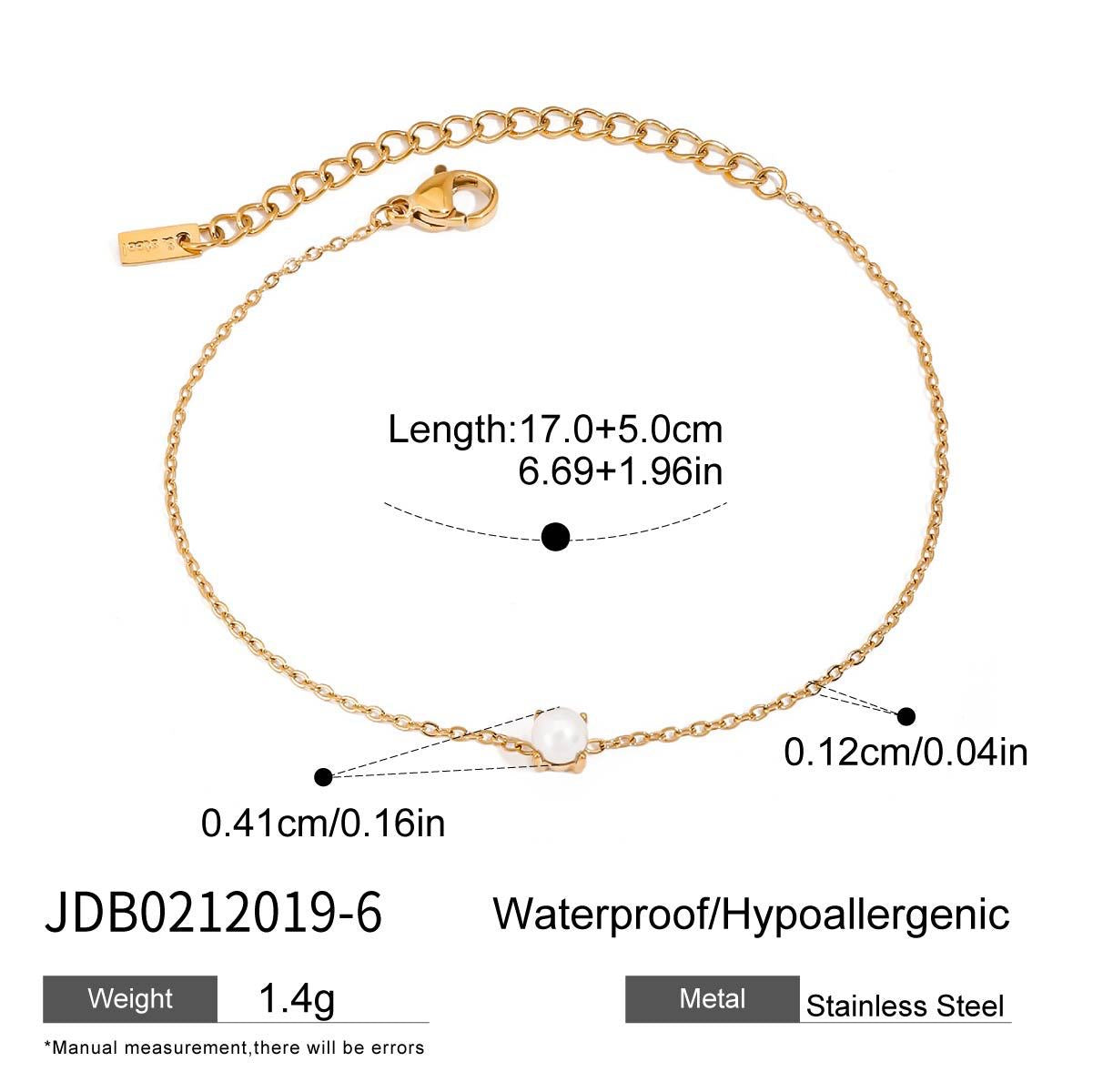 18K Gold Color Birthstone Dainty Chain Bracelet