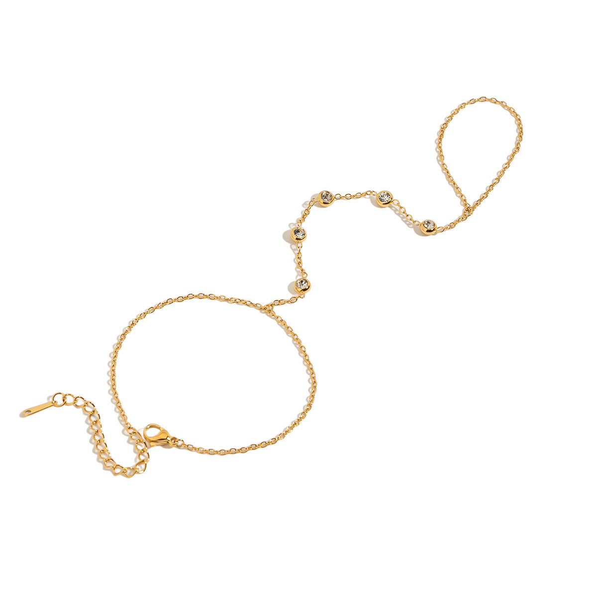 18K Gold Waterproof Bejeweled Hand Chain Bracelet