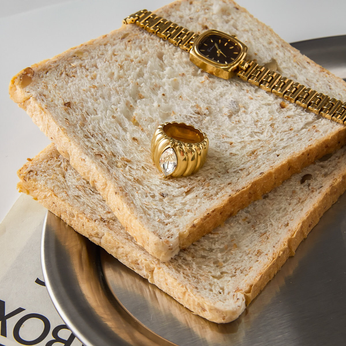 18K Gold Pumpkin Latte Stacking Rings Set