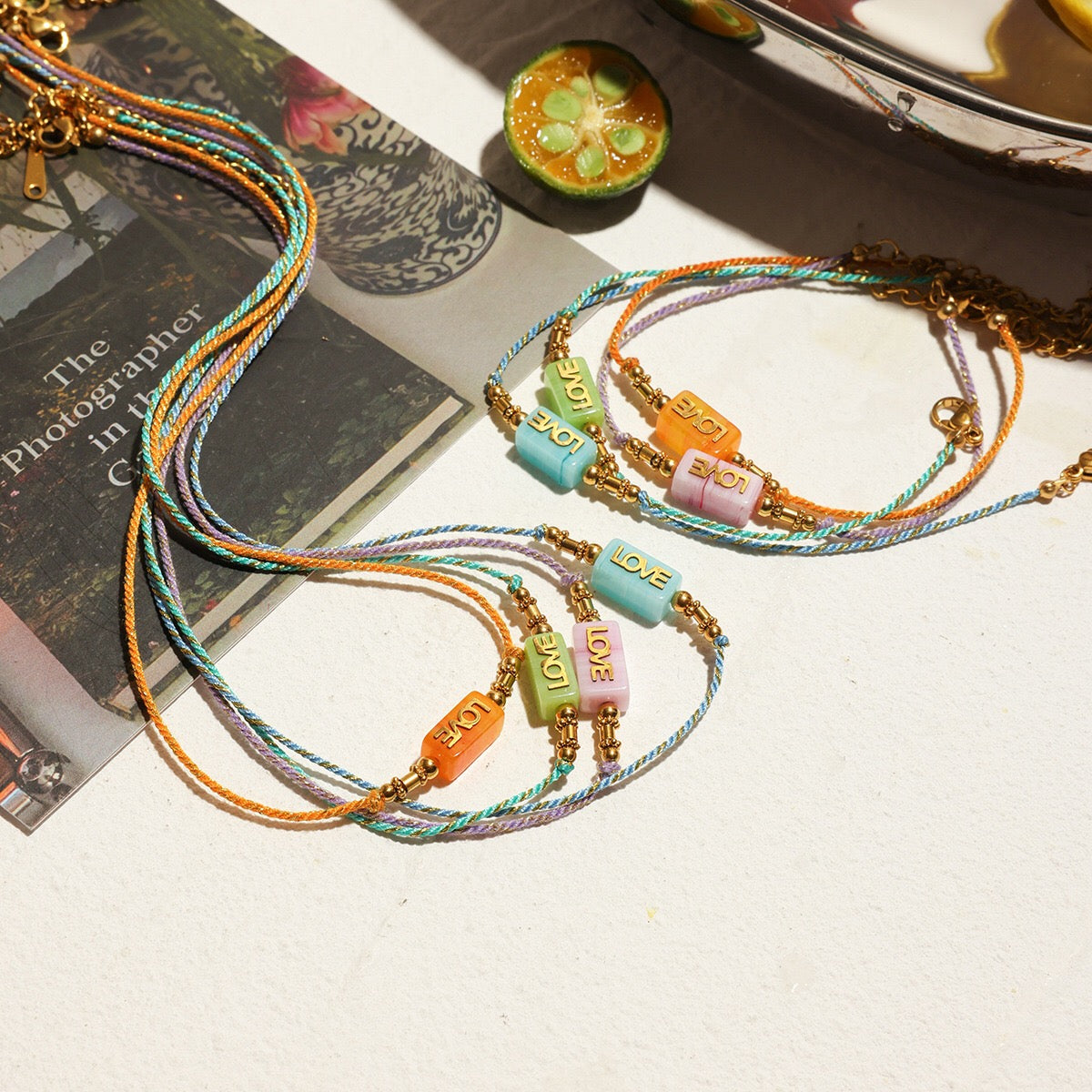 18K Gold Pastel Color Love Summer String Bracelet