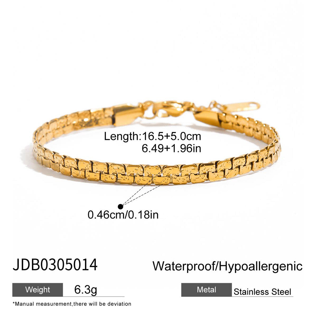 18K Gold Heart Chain Trendy Everyday Bracelet Stack
