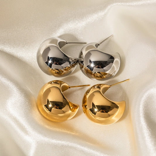 18K Gold Chunky Dome Statement Stud Earrings
