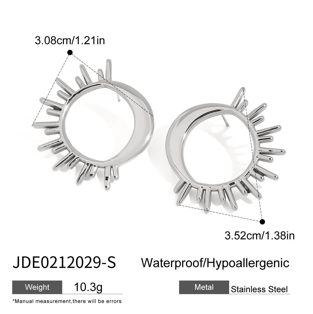 18K Gold Glowing Sun Statement Stud Earrings