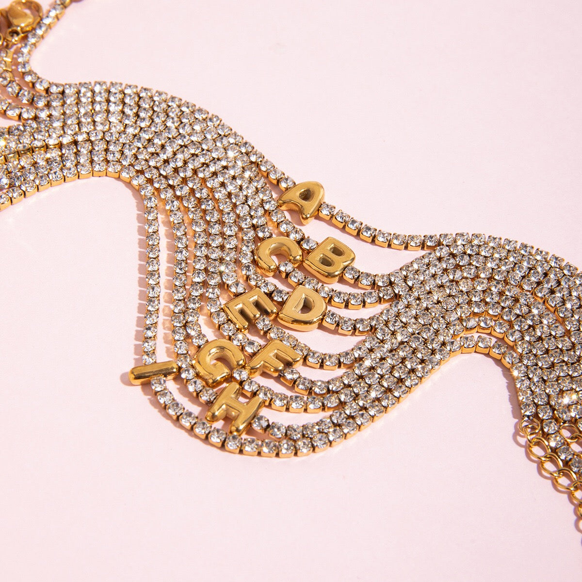 18K Gold Glam Bubble Letter Initial Tennis Bracelet