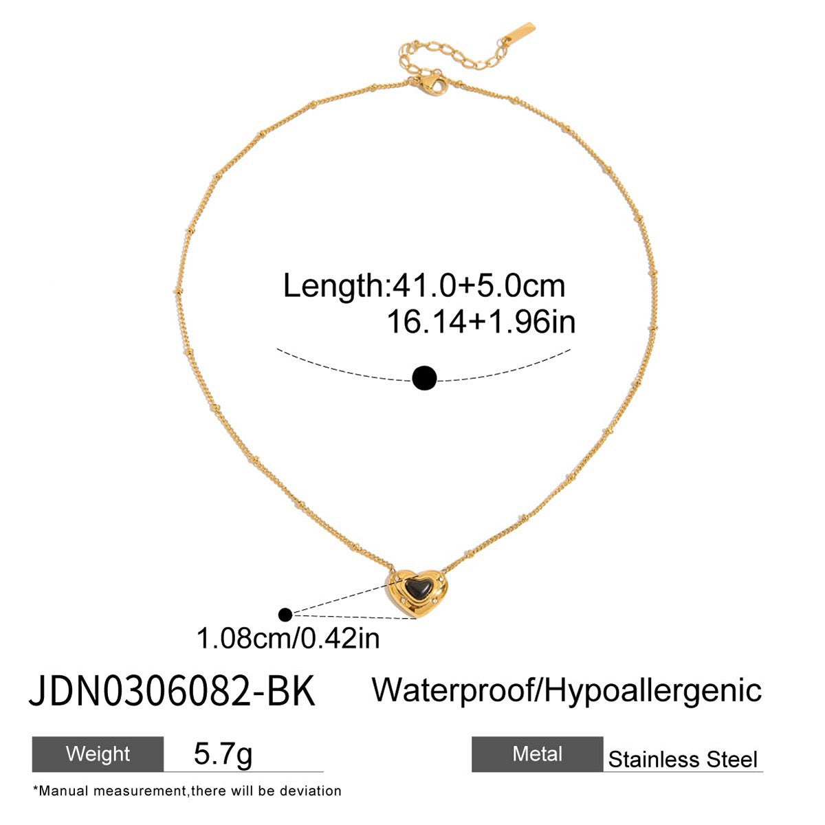 18K Gold Natural Stone Stars Adorned Dainty Heart Pendant Necklace