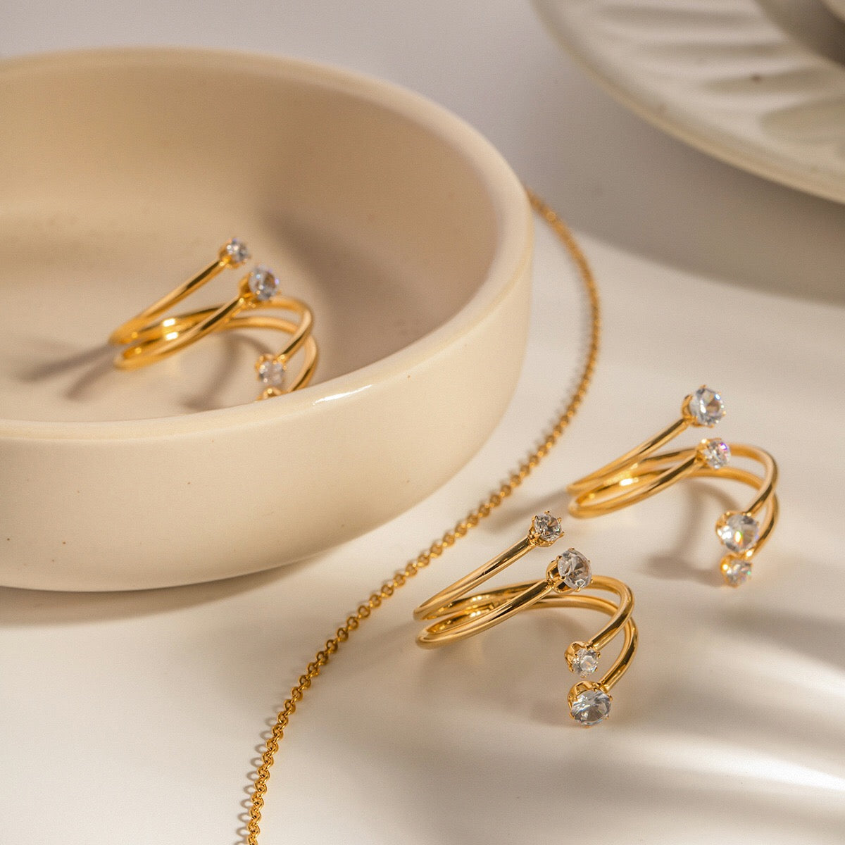 18K Gold Wandering Stars Cuff Ring