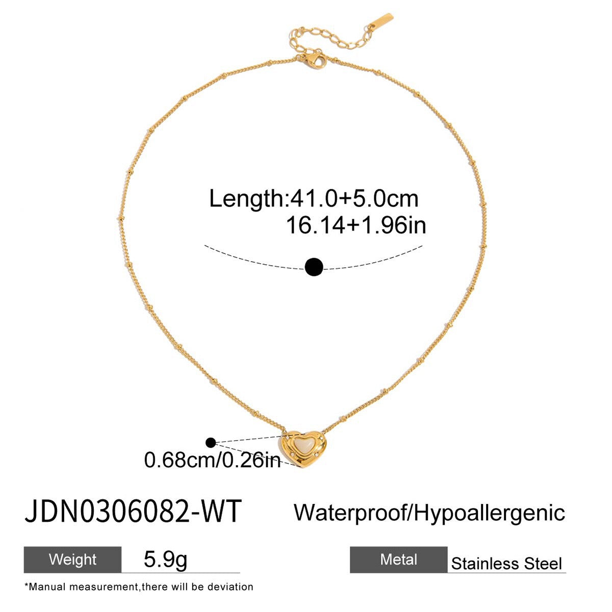 18K Gold Natural Stone Stars Adorned Dainty Heart Pendant Necklace