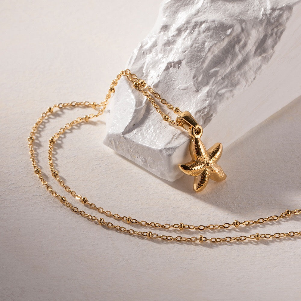 18K Gold Starfish Pendant Necklace