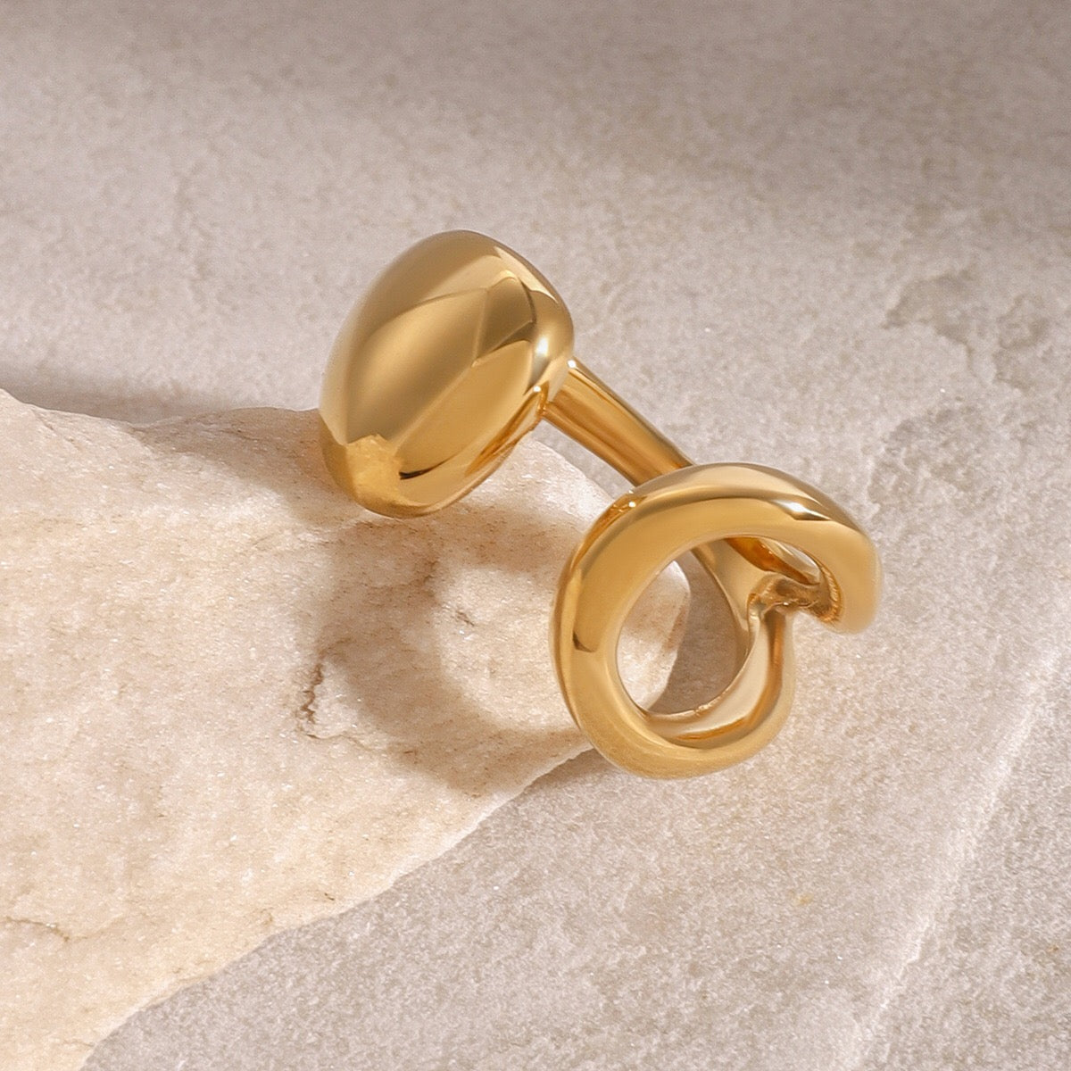 18K Gold Smooth Geometric Statement Cuff Ring