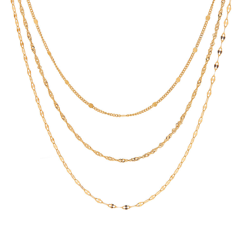18K Gold Delicate Glimmer Chain Layered Necklace