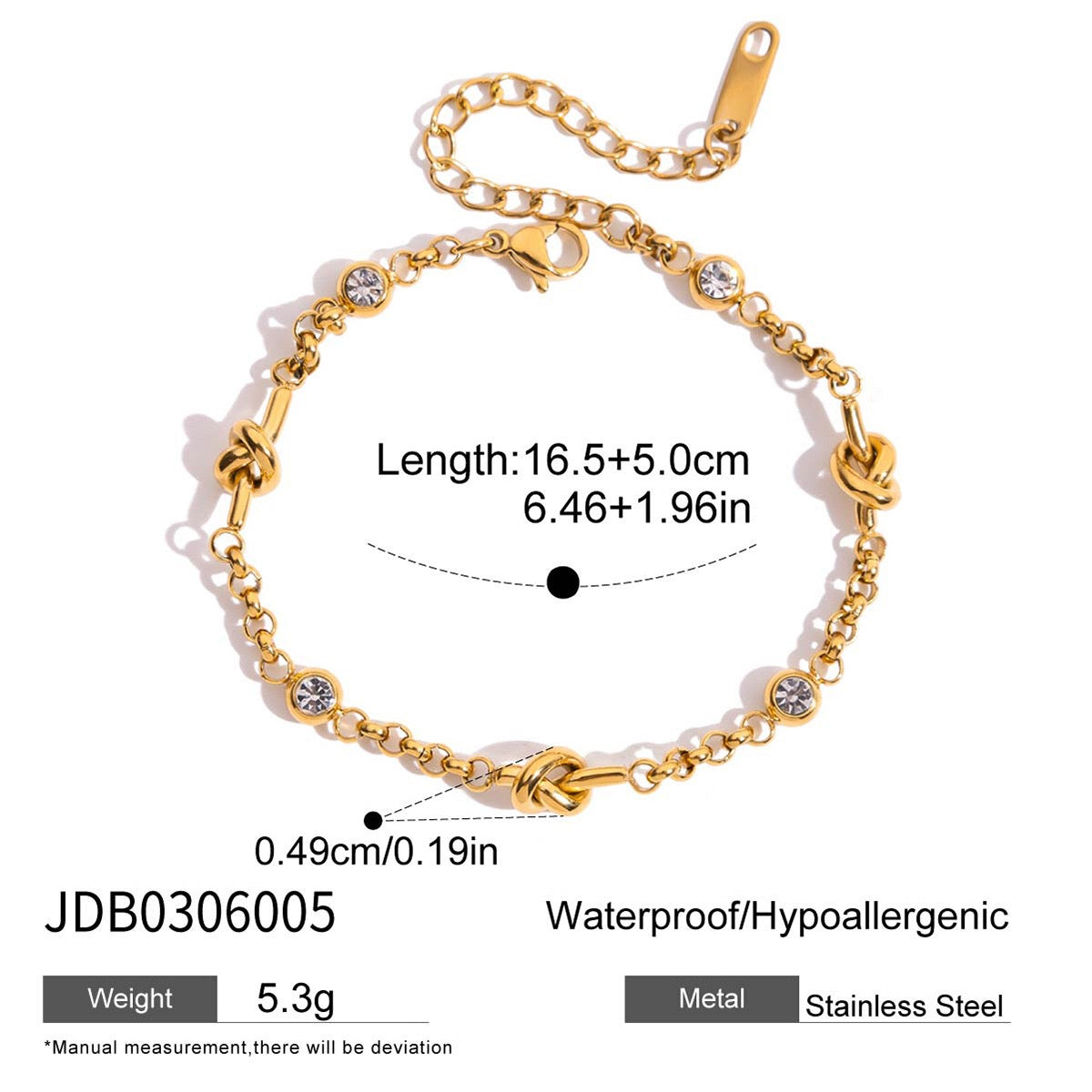 18K Gold Shimmering Dainty Flower Bow Bracelet Stack