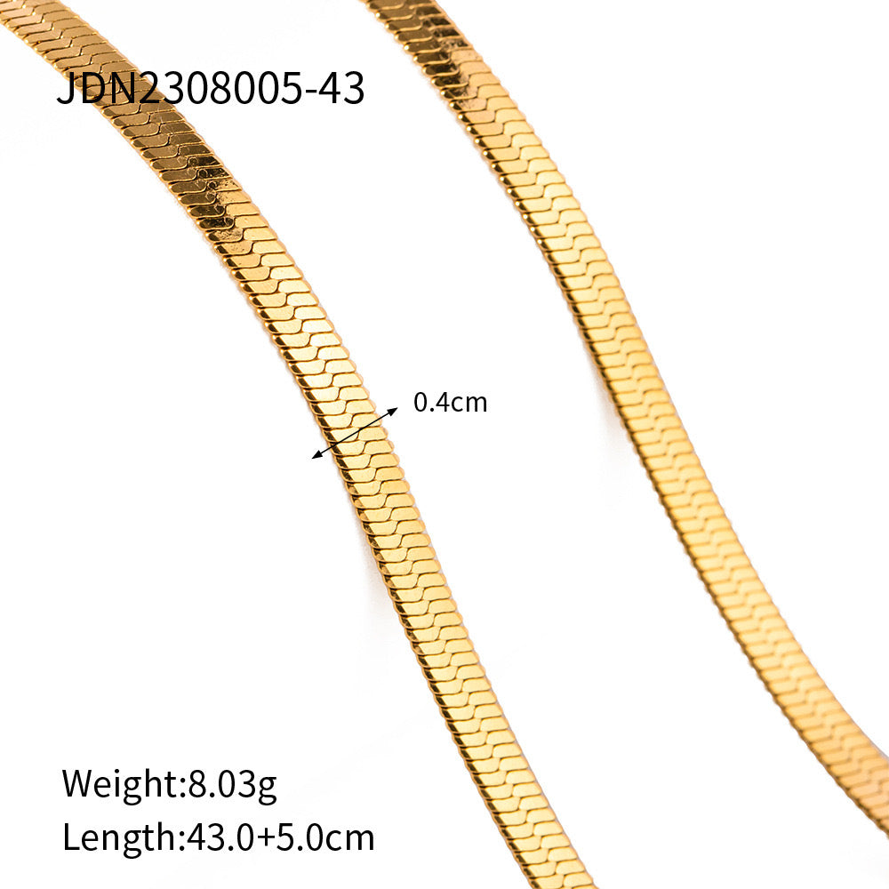 18K Gold Glowing Herringbone Snake Chain Necklace