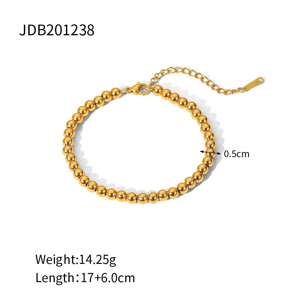 18K Gold The Fine Edit Beaded Chain Tennis Cuff Bangle Bracelet Stack
