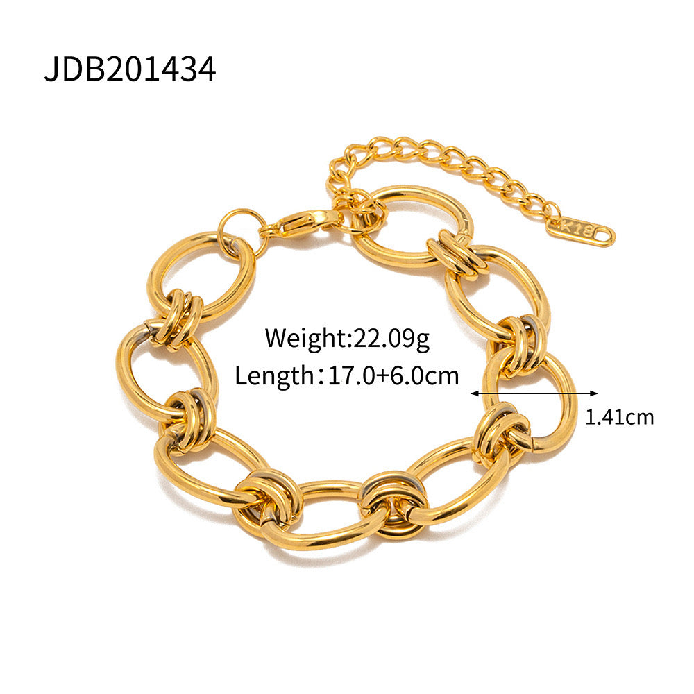 18K Gold Chunky Circle Chain Bracelet