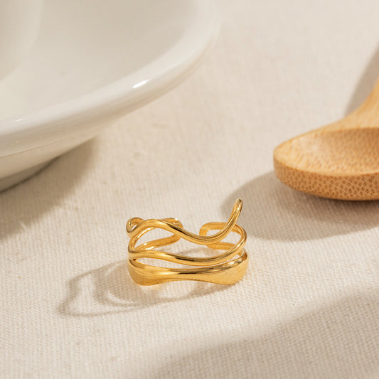 18K Gold Free Spirit Wave Band Ring