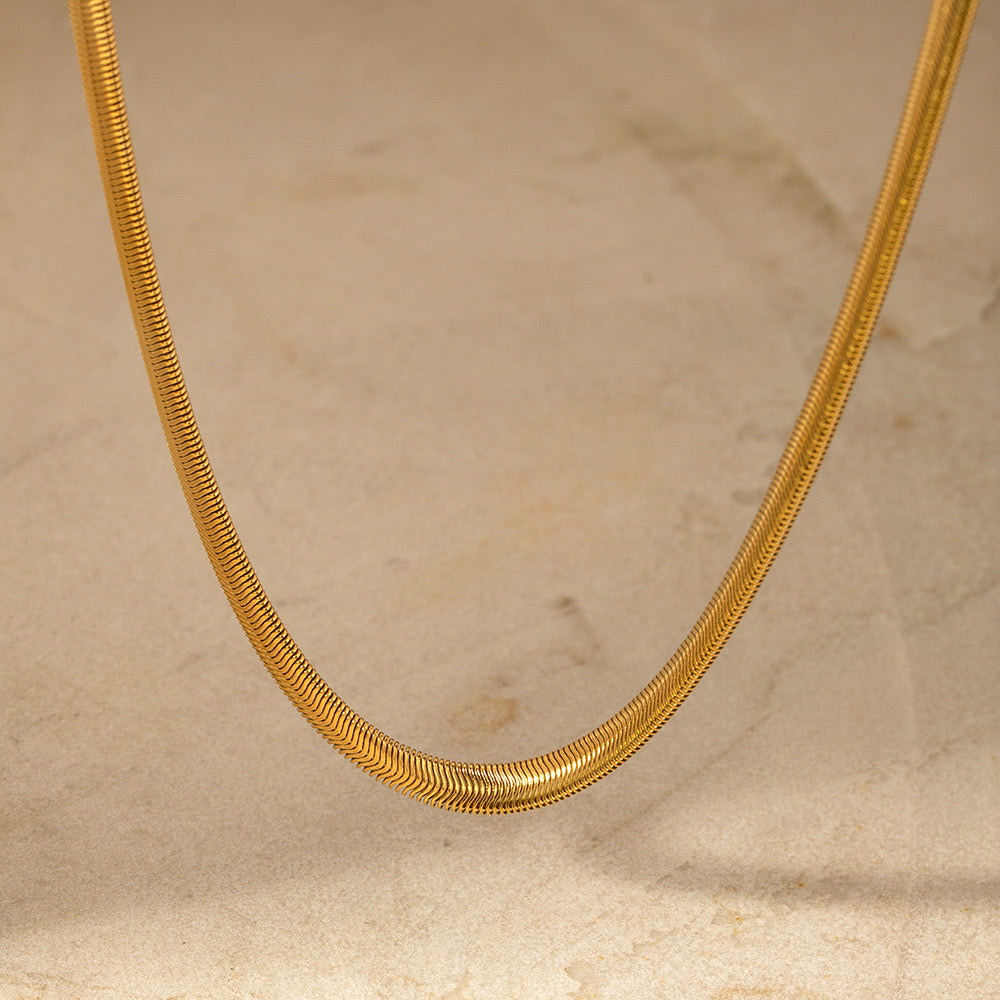 18K Gold Herringbone Snake Chain Charm Necklace Base