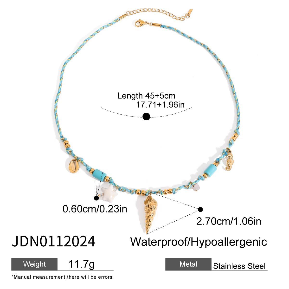 18K Gold Color String Ocean Themed Charm Necklace
