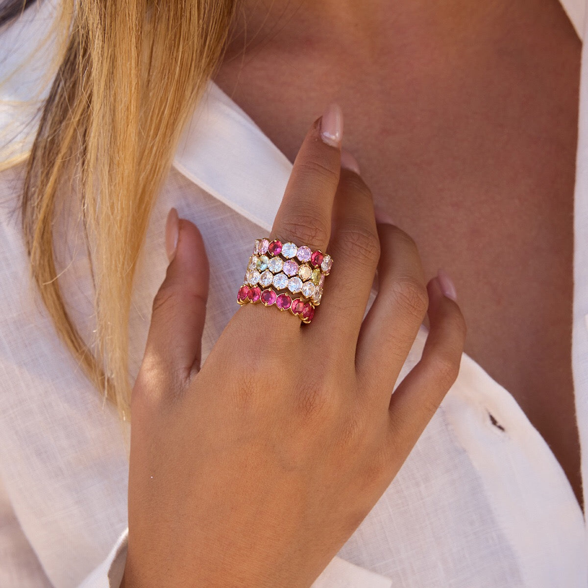 18K Gold Pink Affair Tennis Eternity Ring