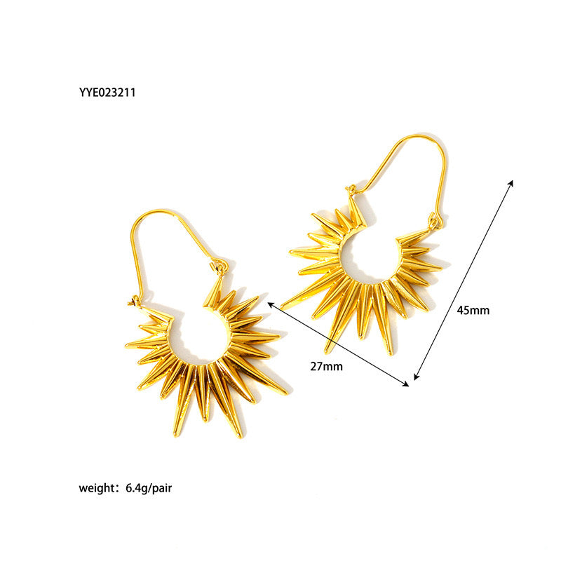 18K Gold Glowing Sun Dangle Earrings