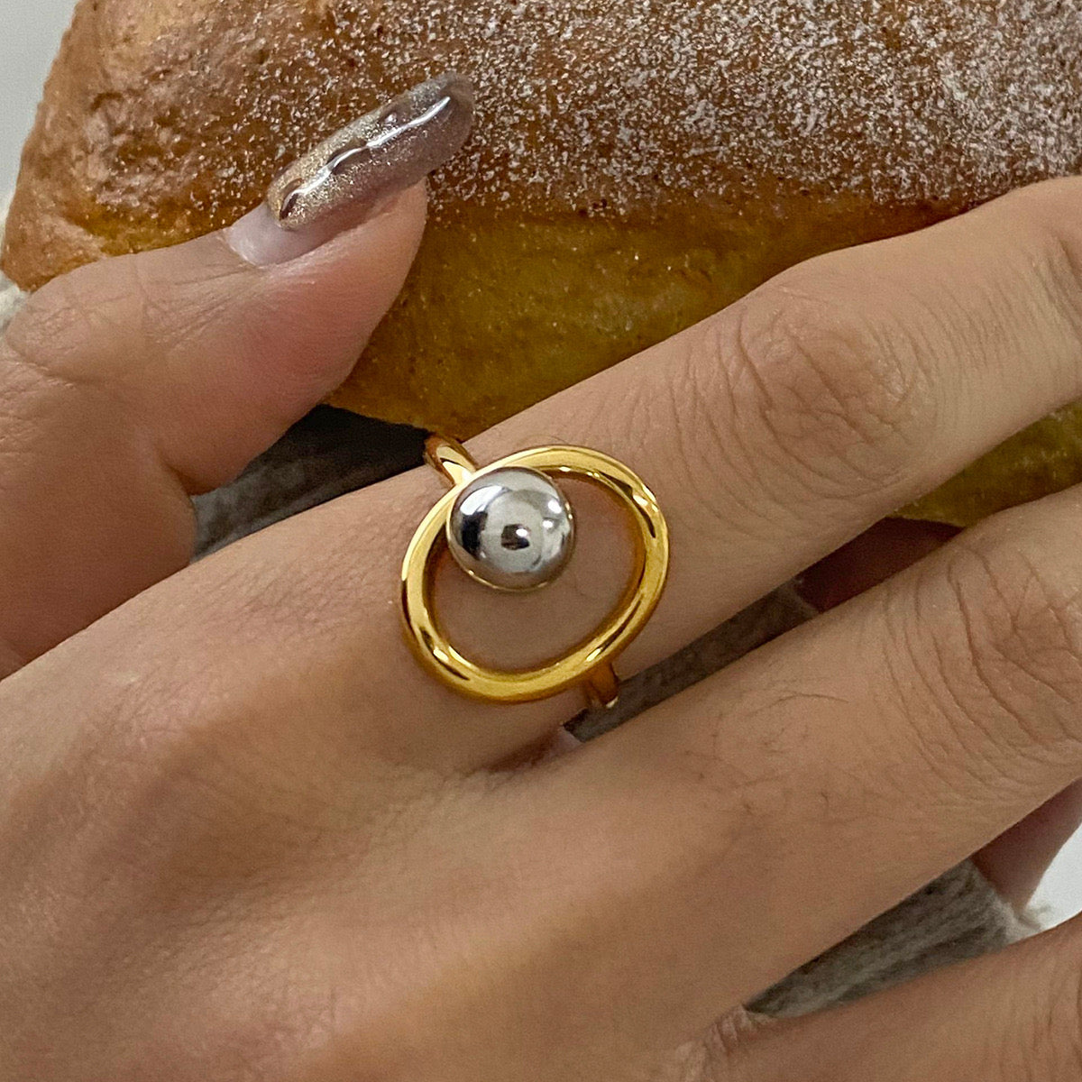 18K Gold and Silver Two Tone Comfort Zone Statement Ring