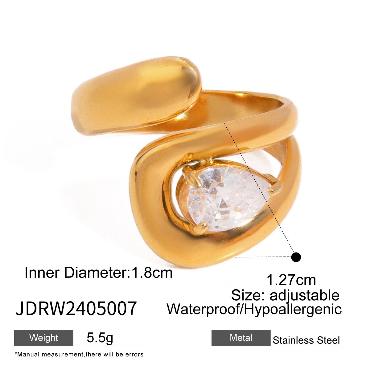 18K Gold Eternal Spark Statement CZ Cuff Ring