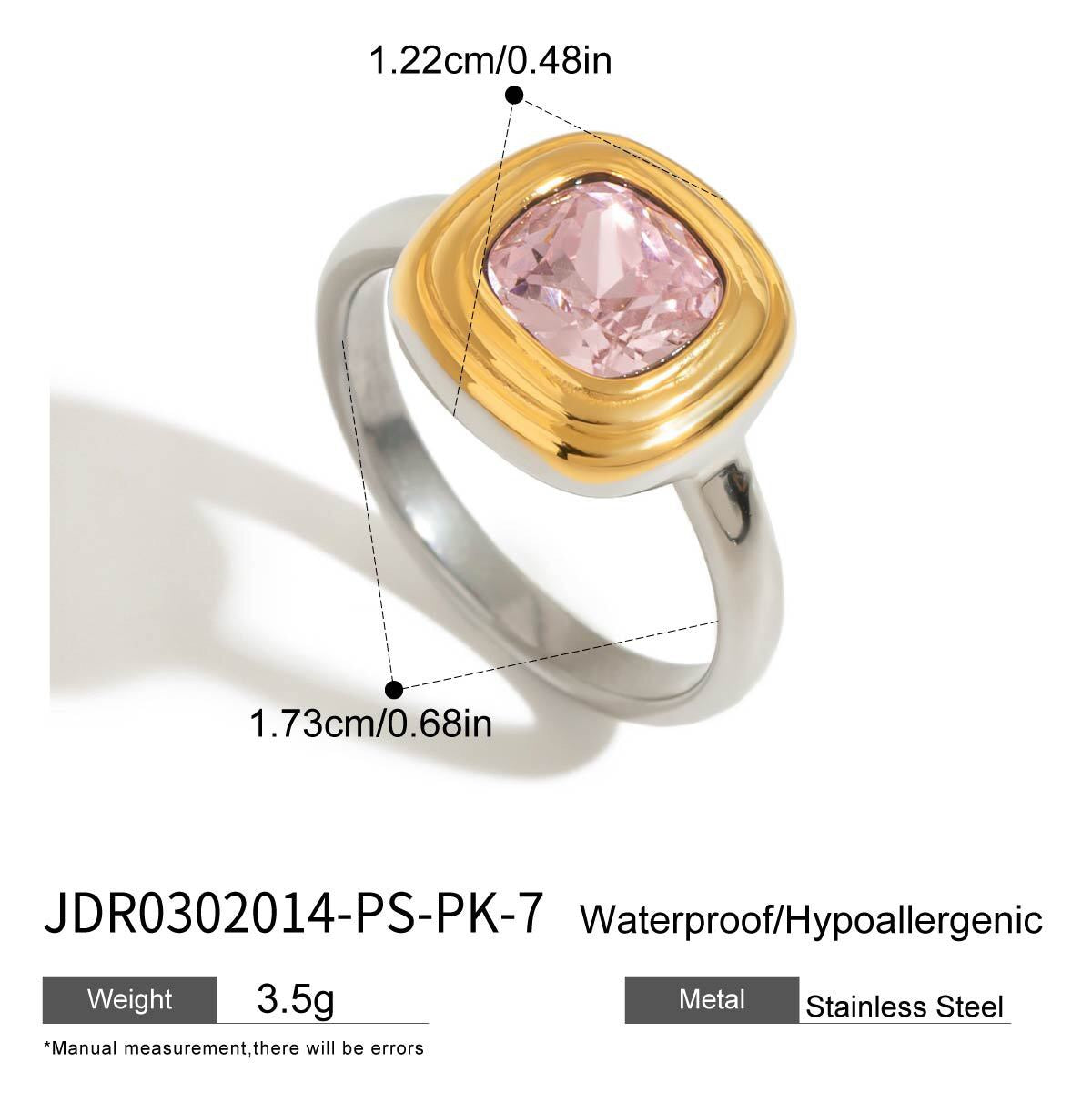 18K Gold Pink Princess Statement Stacking Rings