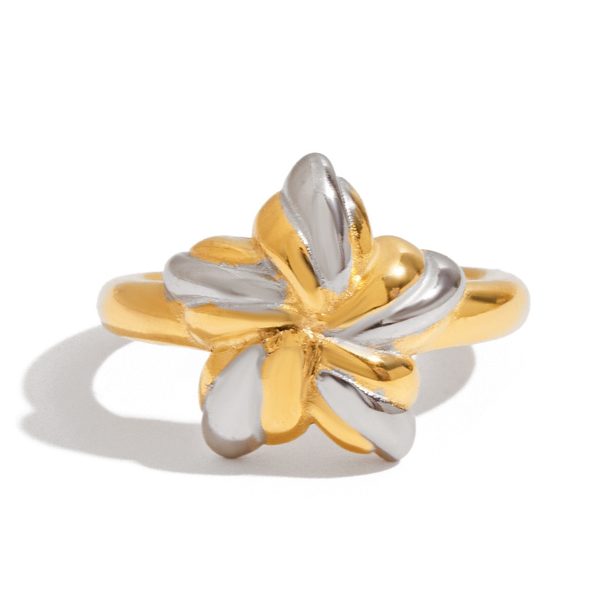 18K Gold and Silver Two Tone Cosmic Motion Statement Star Ring