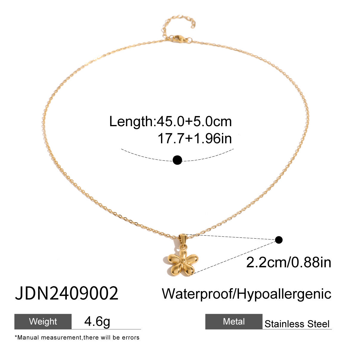 18K Gold Cherry Flower Pendant Necklace